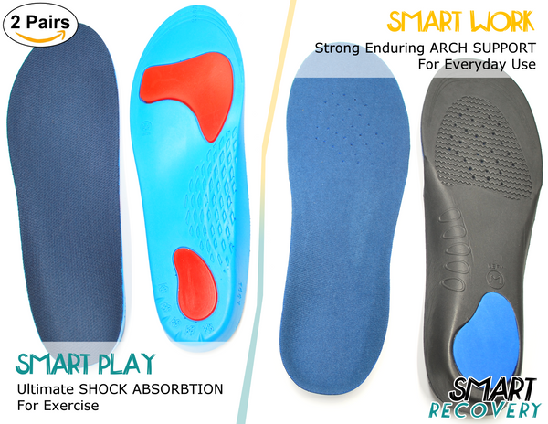 Orthotic Insoles 4 Pack Shoe Inserts For Plantar Fasciitis